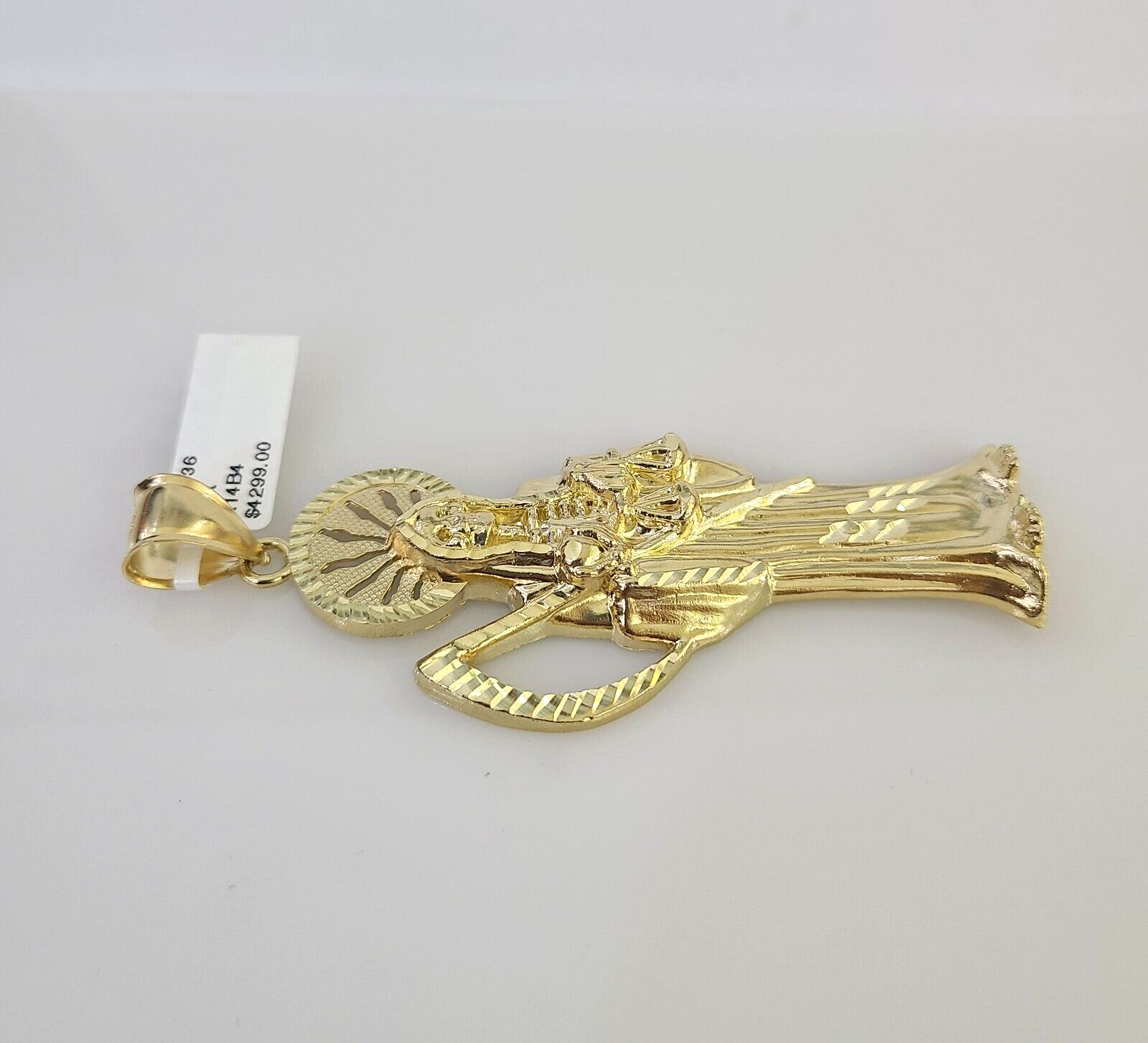 10k Saint Reaper Charm Pendant Mens REAL 10Kt Santa Muerte Yellow Gold