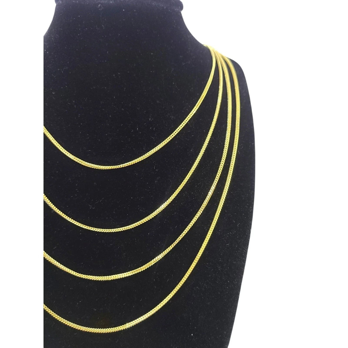 Real 18K Gold Slim Franco Chain 1mm Classic Necklace 16 18 20 22 Inch Women