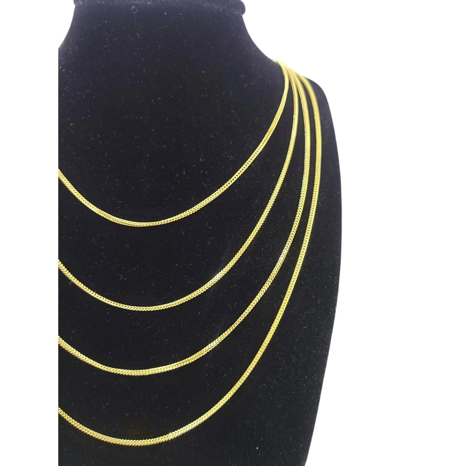 Real 18K Gold Slim Franco Chain 1mm Classic Necklace 16 18 20 22 Inch Women