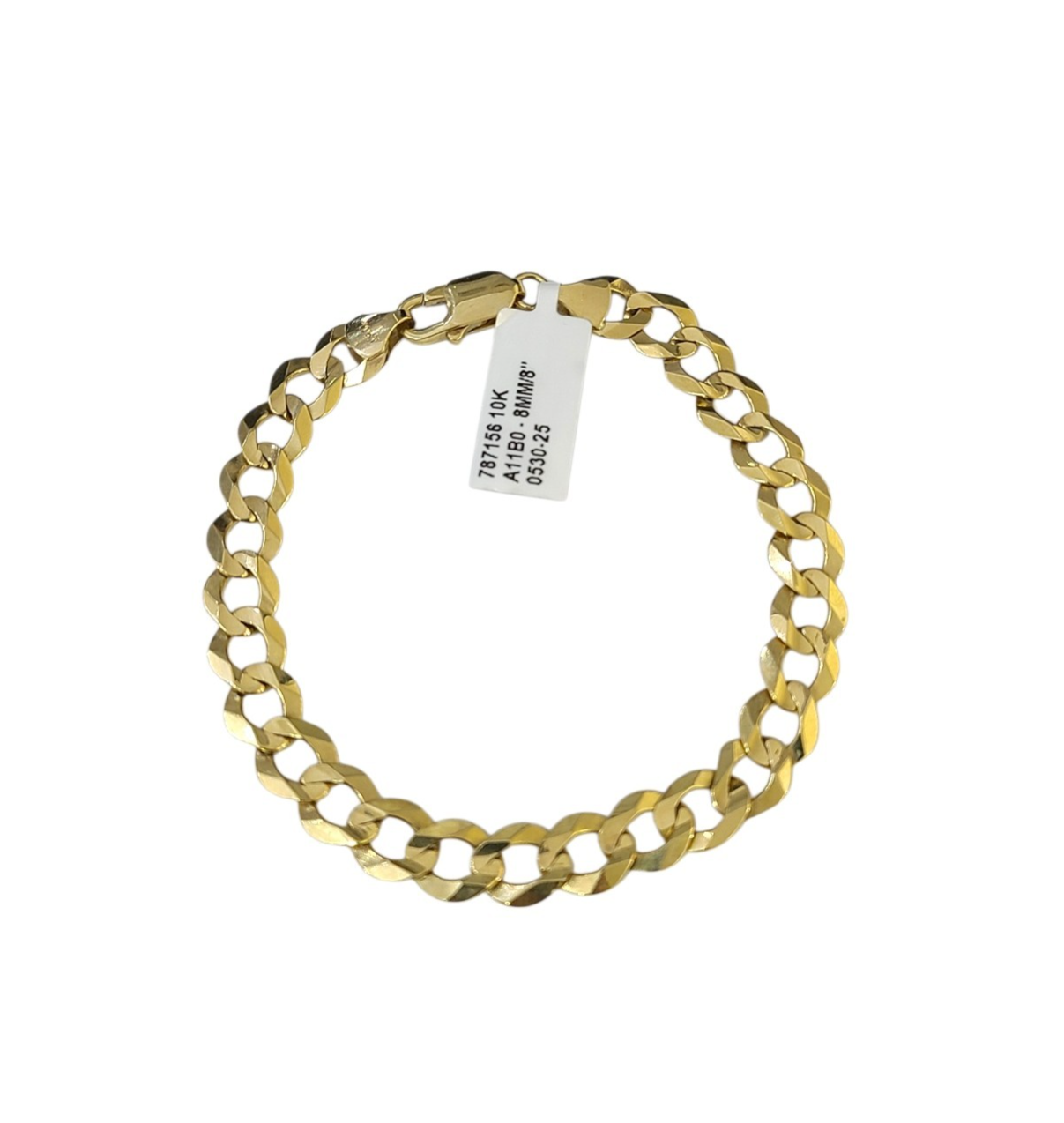 Real 10k Yellow Gold Bracelet Solid Cuban Curb 8 Inch 8mm 10kt Bracelet