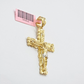 14k Yellow Gold Cross Nugget Pendant Jesus Crucifix 2 Inch 14kt Charm Men's REAL
