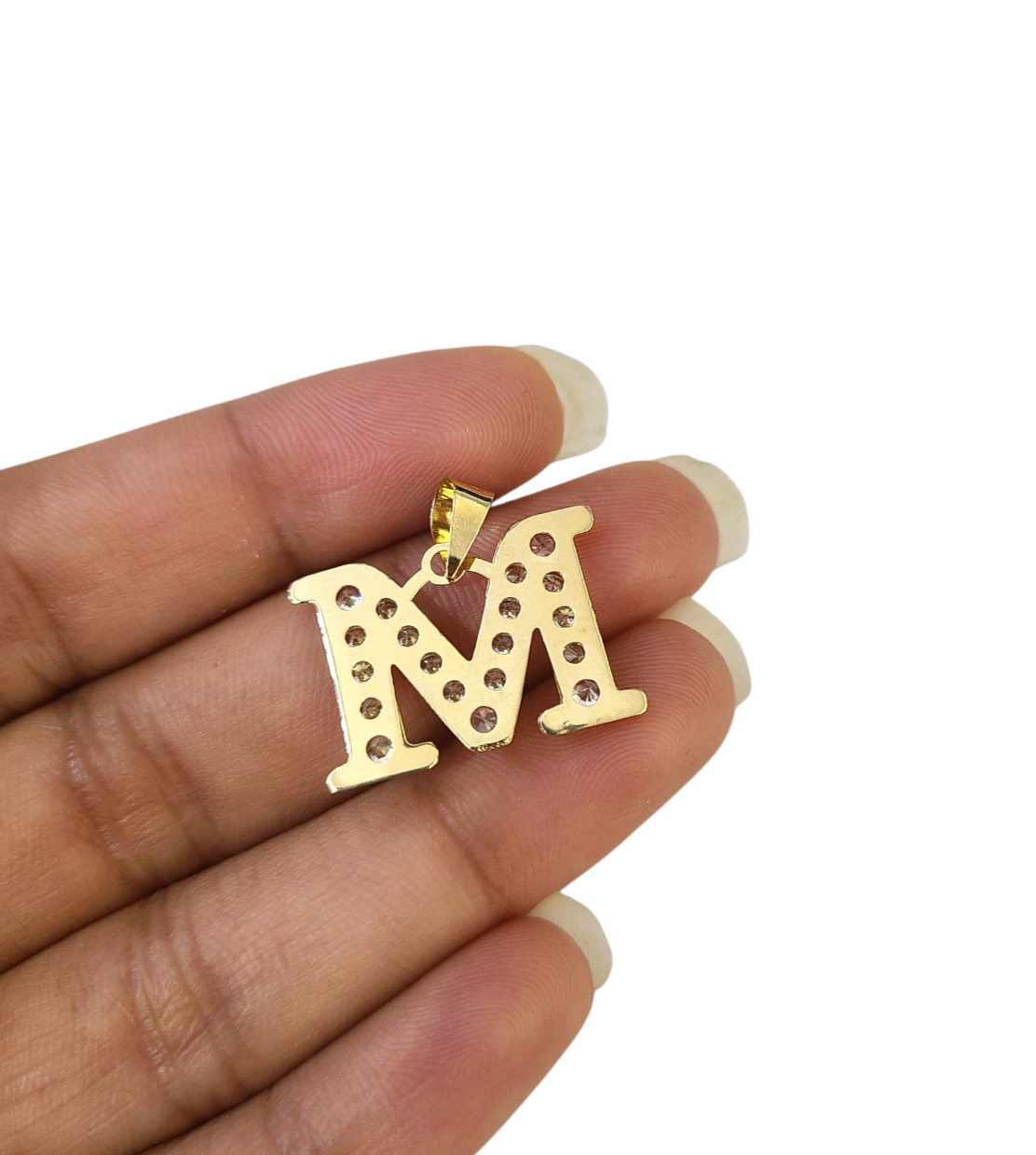 10k 2.5mm Rope Chain M Initial Alphabet Pendant 16"-28" Gold Set Charm Necklace