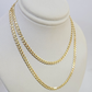 Real 18kt Cuban Curb Chain Necklace 3mm 22 Inch Yellow Gold Men Women SOLID