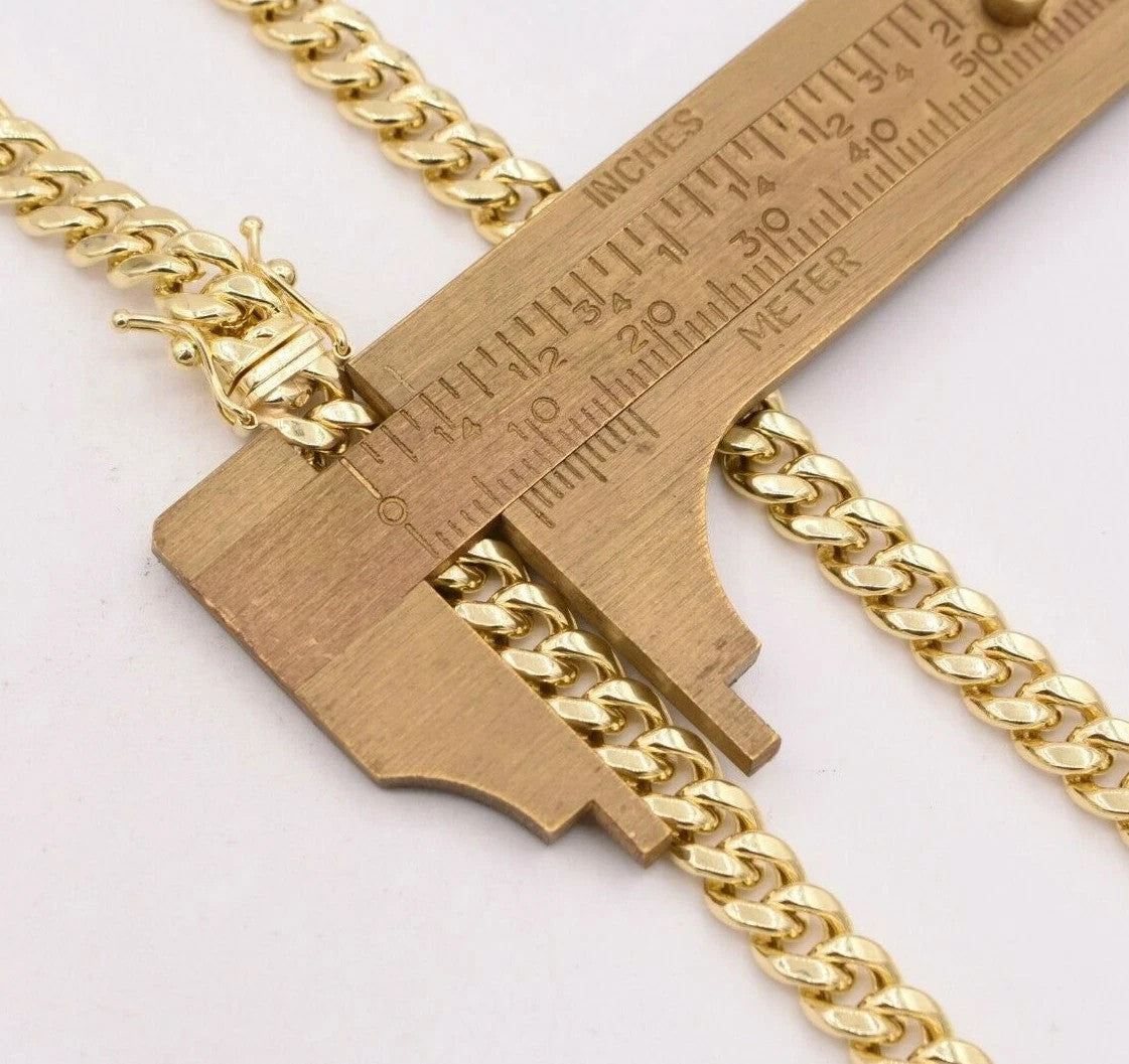 6mm Mens Miami Cuban Link Chain Necklace Box Clasp Real 10K Yellow Gold 10kt