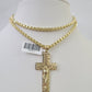 Real 10k Gold Byzantine Necklace Jesus Cross Charm SET Chain 18"-30" 3mm Pendant