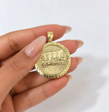 10K Yellow Gold Round Last Supper Pendant 1.75" Charm Nugget Unisex Jewelry