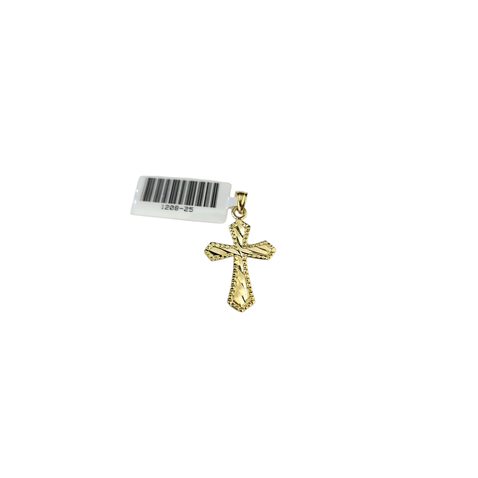 Real 10k Yellow Gold Charm Pendant Small Cross Diamond Cuts 10KT