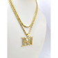 10k 2.5mm Rope Chain M Initial Alphabet Pendant 16"-28" Gold Set Charm Necklace
