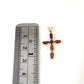 10K Yellow Gold Franco Chain Red CZ Cross Pendant Necklace 1mm 16 18 20 22 Women