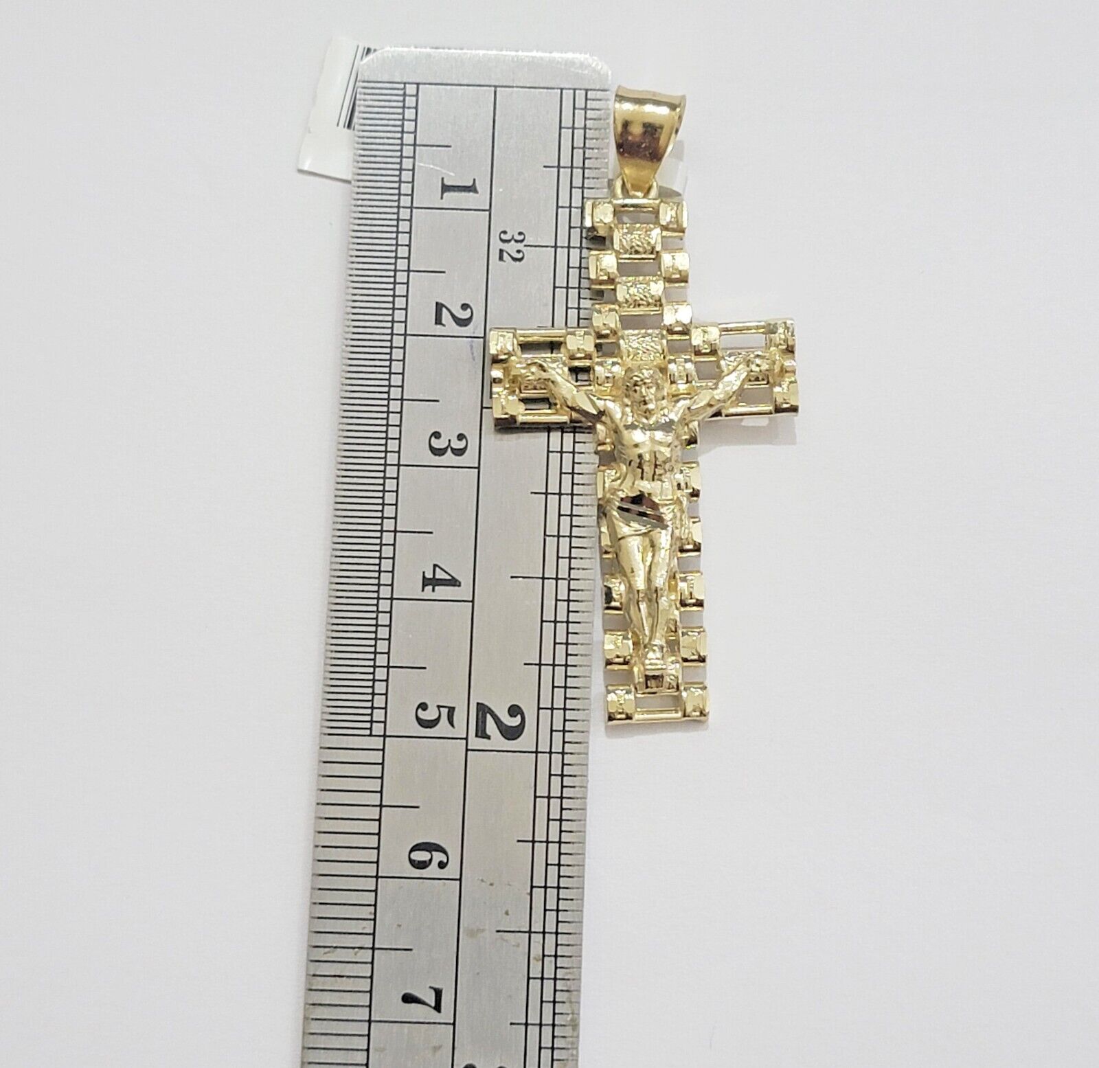 Real 10k Gold Cross pendant Franco chain SET 3mm Necklace & Jesus Charm Men's