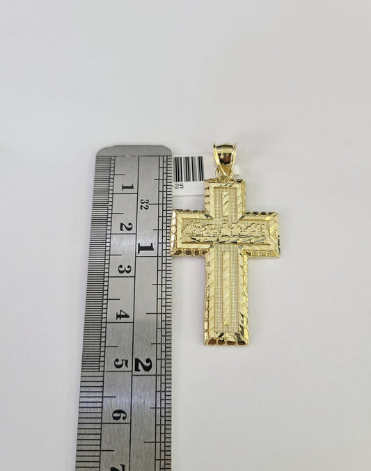 10k Jesus Cross Charm Pendant Last Supper REAL 10Kt Yellow Gold Genuine