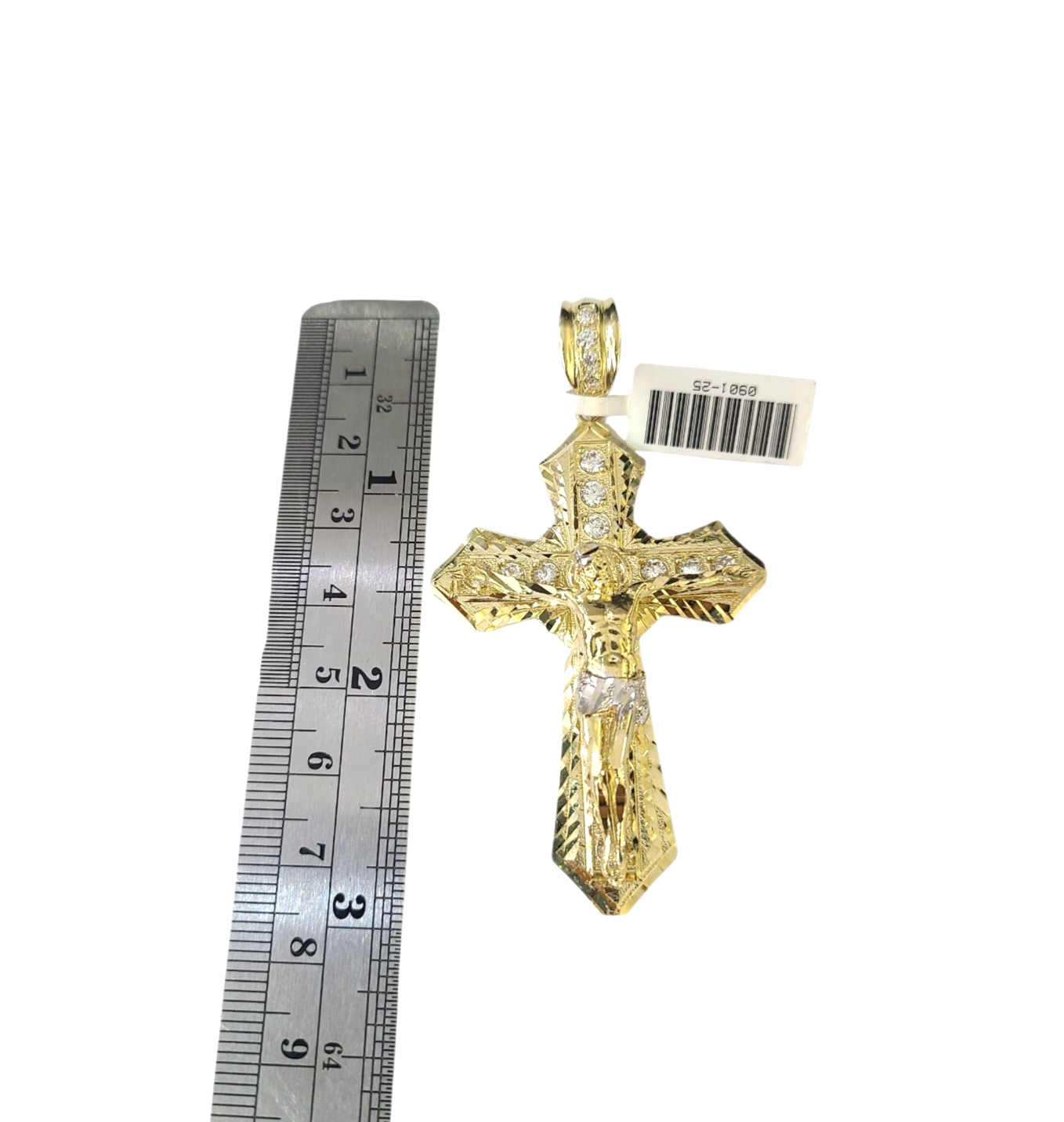 10k Yellow Gold Cuban Curb Chain SET Christ Cross Pendant Charm 8mm Necklace Men