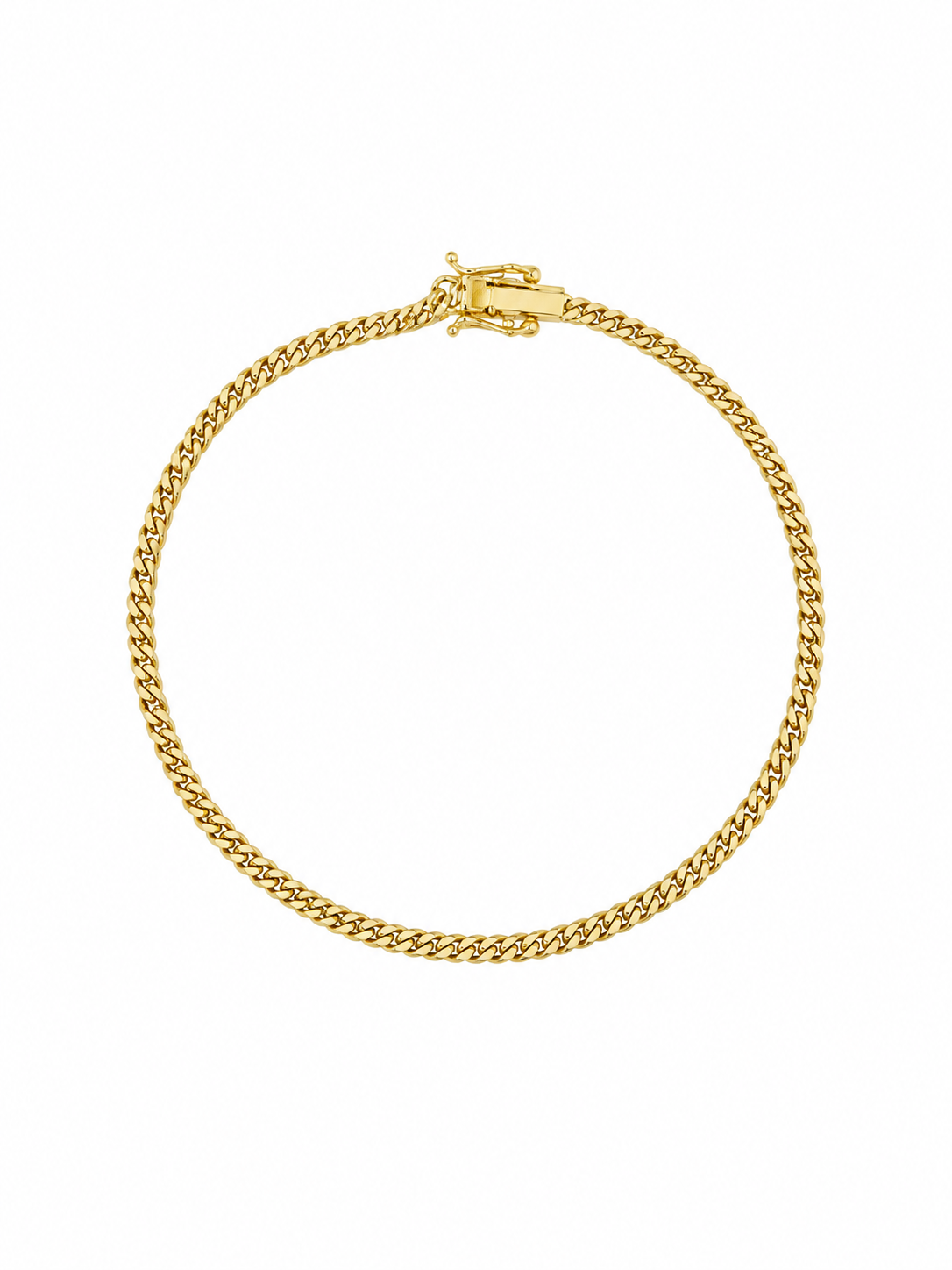 10k Real Solid Gold Miami Cuban Bracelet 2mm Link 7" inch Women Ladies