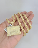 10kt Gold Solid Rope Chain Last Supper Charm Set 18"-30'' Inch 6mm Pendant