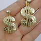 10k Real Yellow Gold Dollar sign $ Charm Nugget Cut Pendant For Lucky Men Women