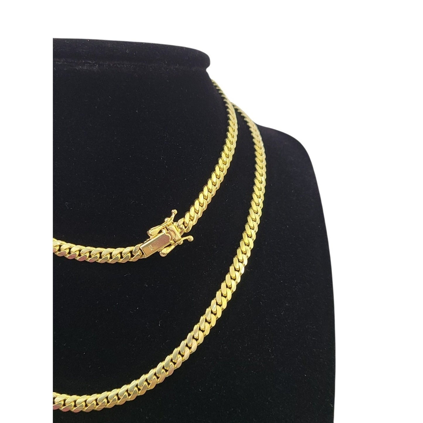 10k Solid Gold Miami Cuban Link Chain 4mm Necklace 18 20 22 24 Inches Men Women
