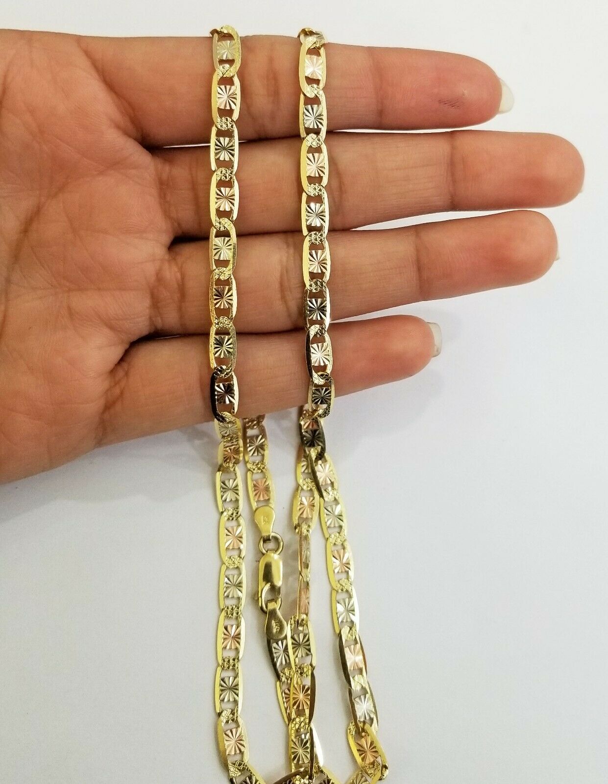 14k valentino Trio - Gold Women's Link chain 26" necklace 5mm with Diamond Cuts
