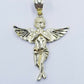 10k Yellow Gold Praying Angel Charm Diamond Cut Guardian Angel Pendant Real