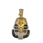 Real 10k Yellow Gold Pharoah Head Charm Pendant Black White Diamonds Men's
