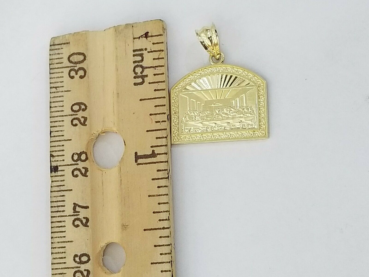 Real 10k Gold Last supper Charm Rope 2.5mm Chain Pendant 18 20 22 24 26 28 Inch