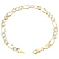 Mens Real 10k Yellow Gold Figaro Link Bracelet Diamond Cut 6.5 mm Solid 9 Inch