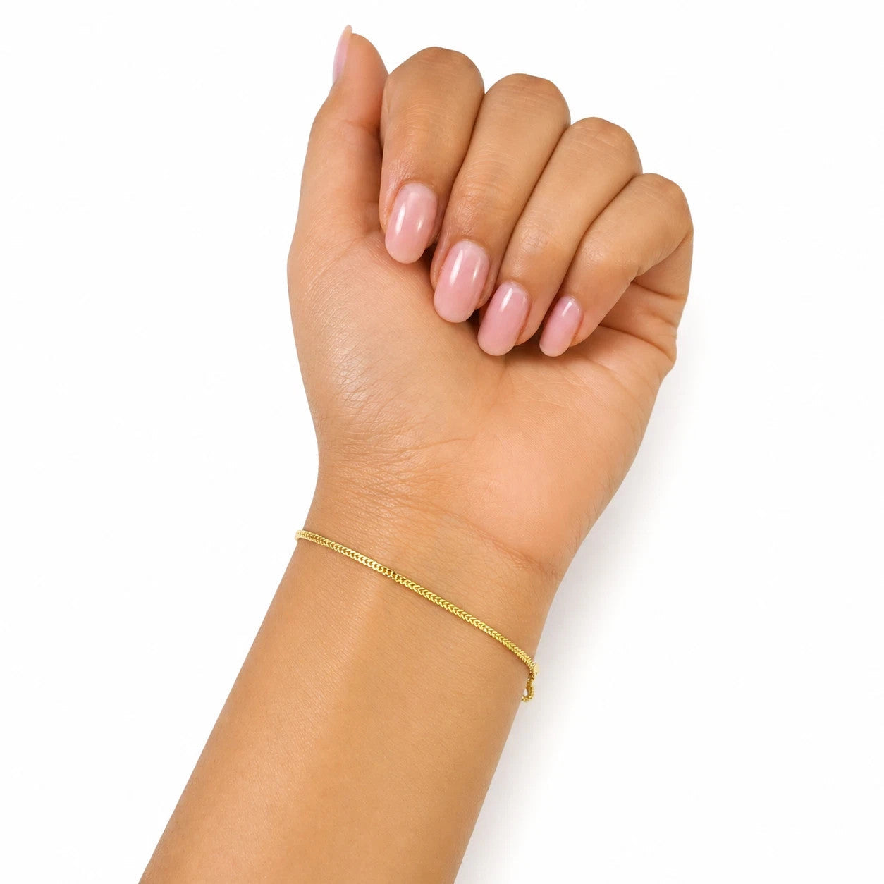 18K Yellow Gold Franco Chain Bracelet Real 1mm 8 Inch Ladies Dainty Fine Jewelry