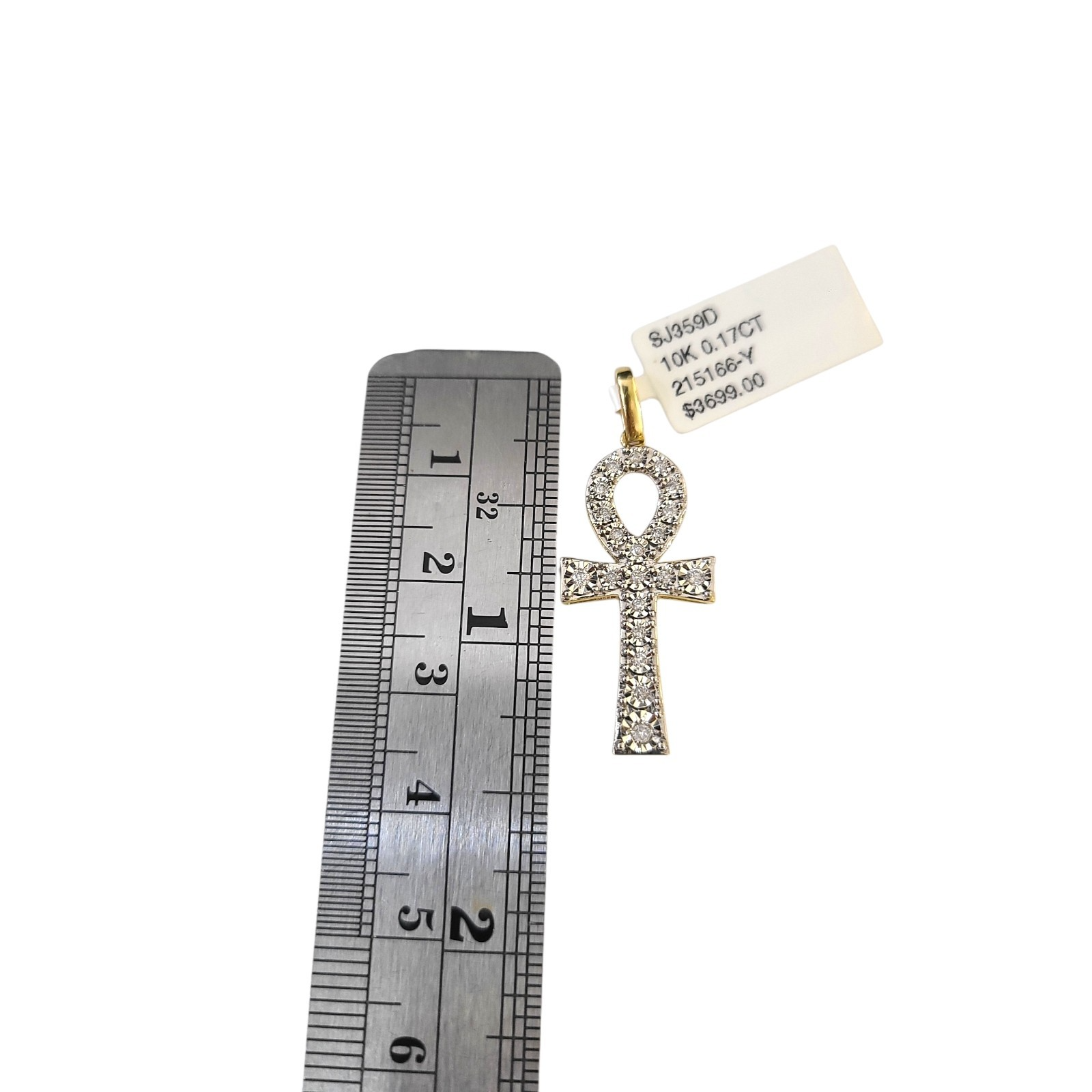 Real 10k Yellow Gold Cross Diamond Charm Pendant 1.5'' inch Genuine 10kt