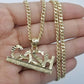 10K Lucky CASH Gold Charm Pendant 4mm Miami Cuban Chain 18 20 22 24 26 Inch Real