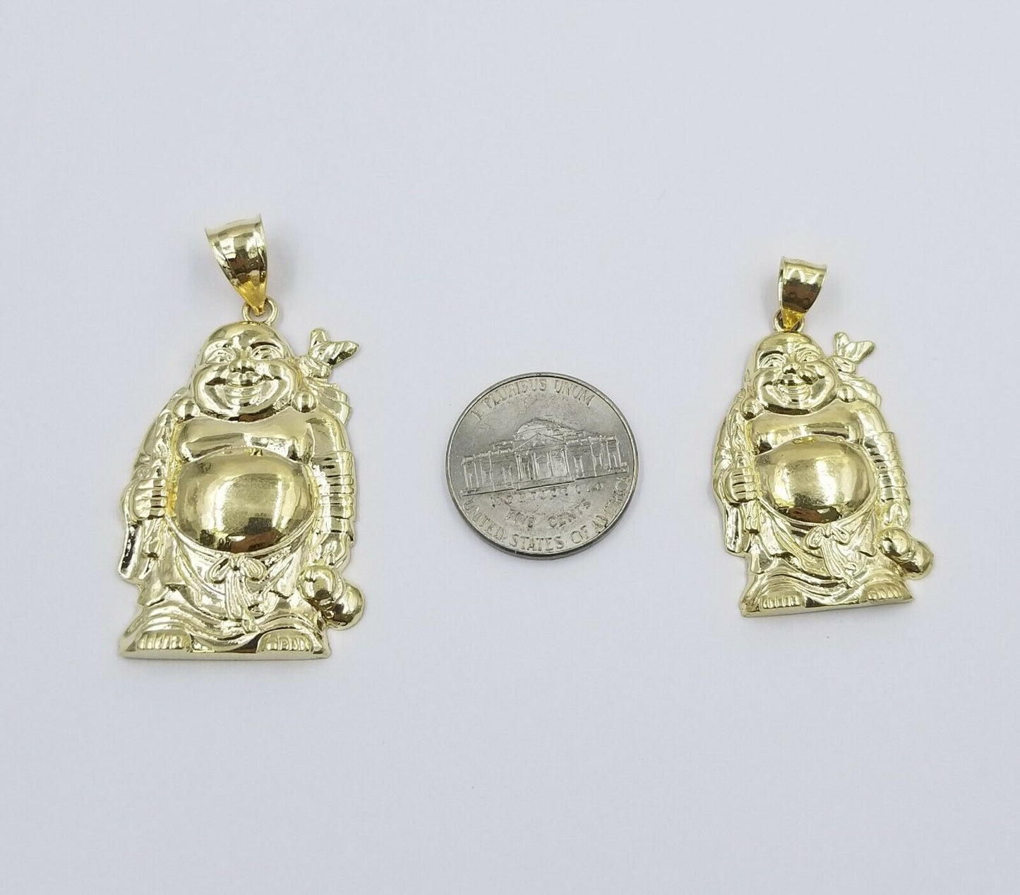 Real 10K Yellow Gold Laughing Buddha Charm Lucky Pendant SOLID Gold