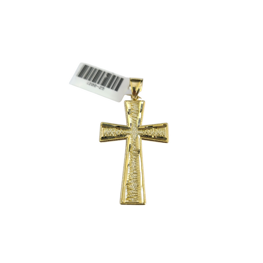 Real 10k Yellow Gold Charm Pendant Cross Diamond Cuts 10KT
