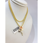 Real 10k Rose Trio Gold Charm Pendant Franco Chain Necklace SET 2.5mm 16"-26"