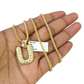 10k Gold Franco Chain 2.5mm U Nugget Initial Charm 16"-26" Pendant Necklace SET