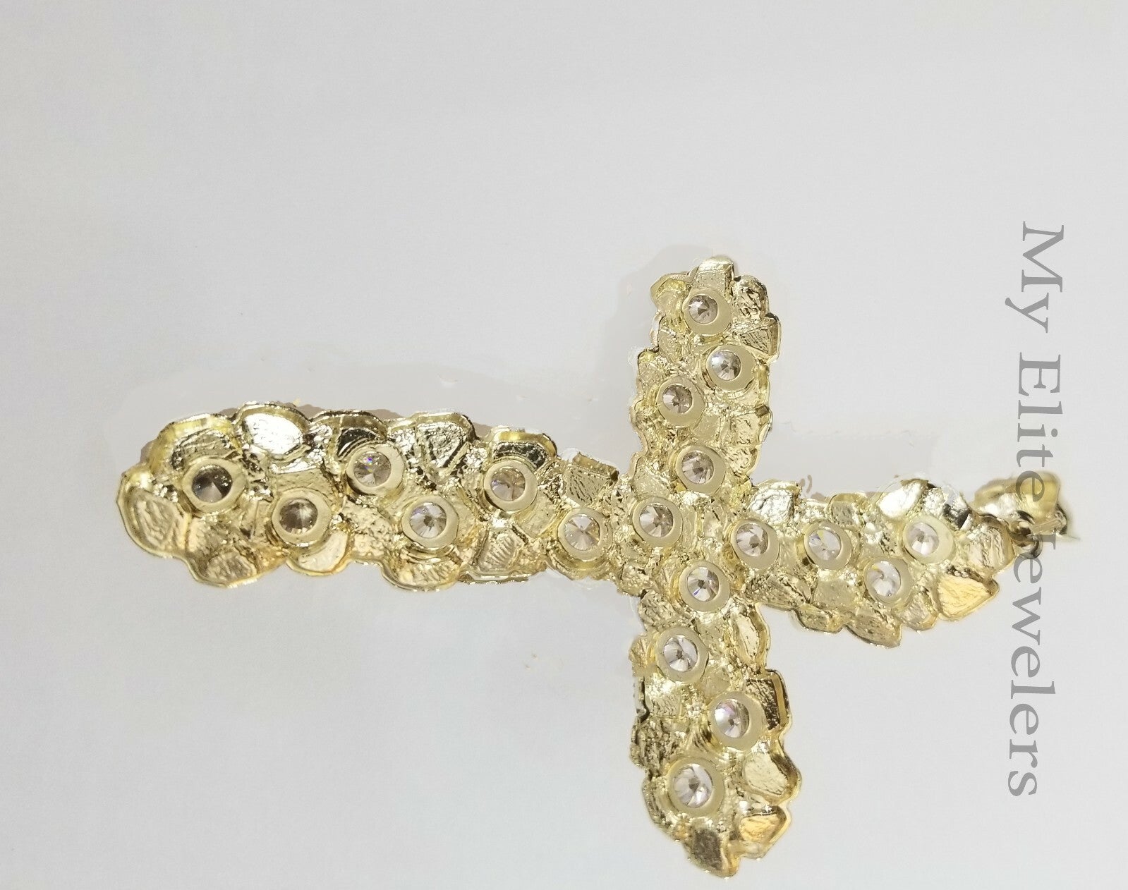 REAL 10K Yellow Gold Cross Pendant Charm Men's Jesus Crucifix 3.5" Free Shape Big