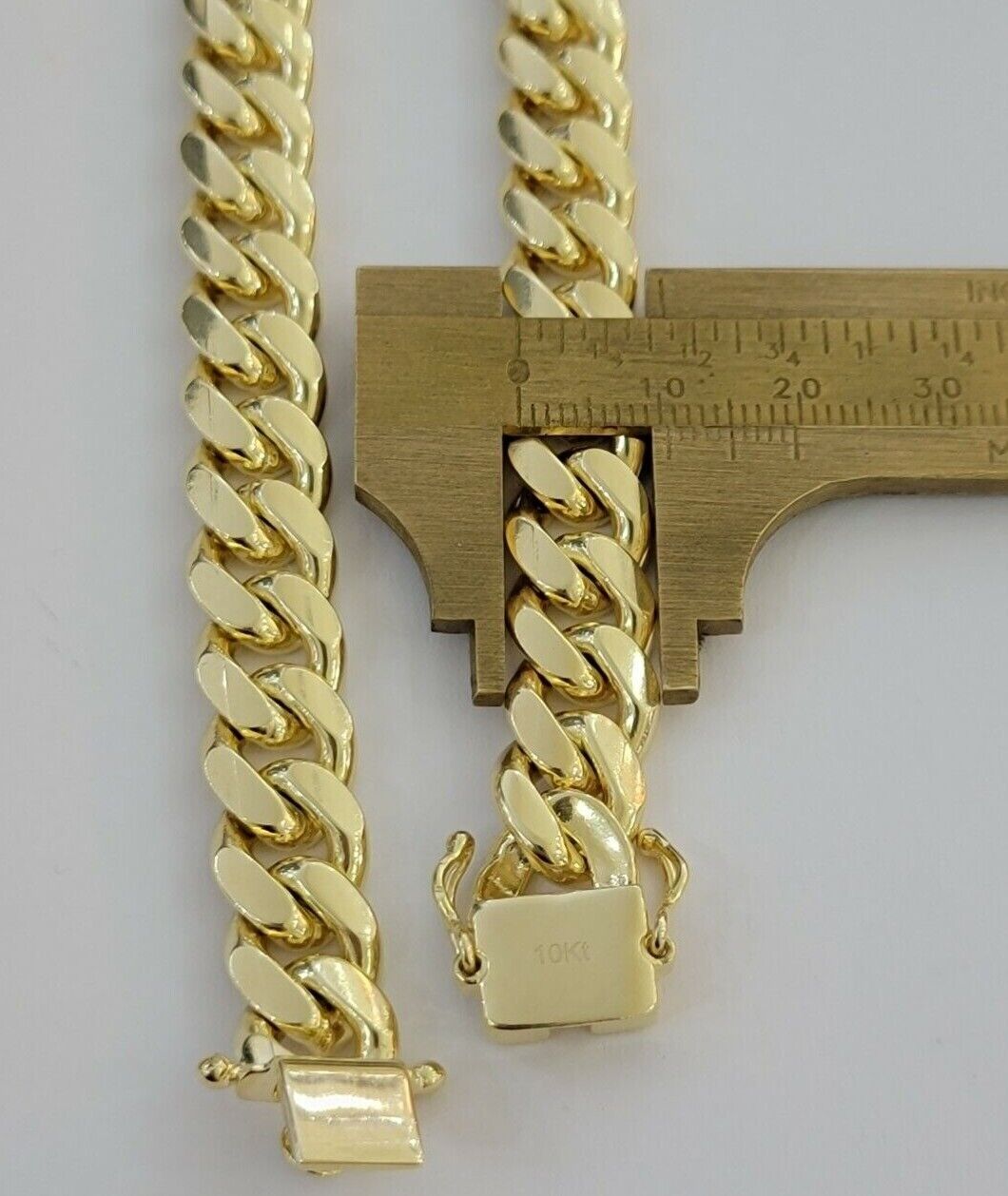 Real 10k Yellow Gold Cuban Link Solid Necklace 11mm 22" 10KT Real Gold Sale