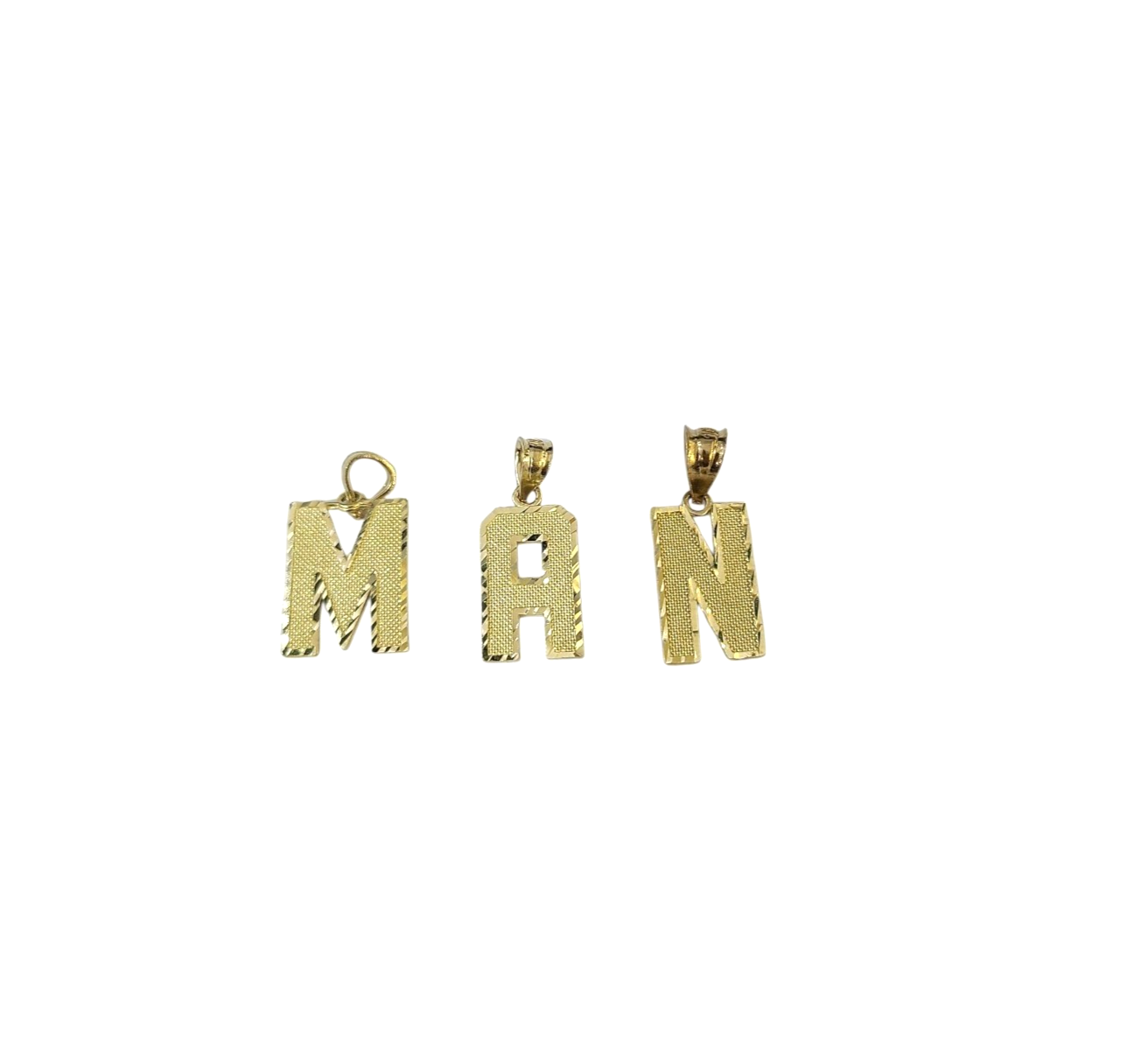 10K Real Yellow Gold Initial Letter Charm Pendant A–Z Alphabet Men Women
