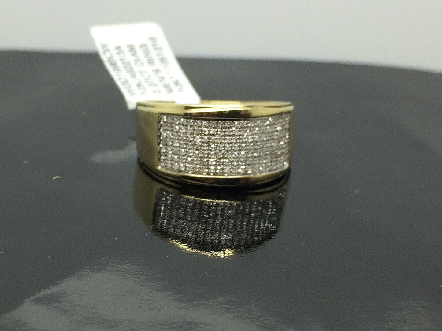 Mens 10K Yellow Gold Band Ring Wedding Engagement Size 10 Natural Diamond