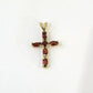 10K Yellow Gold Franco Chain Red CZ Cross Pendant Necklace 1mm 16 18 20 22 Women