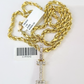 10k Rope Chain I Diamond Initial Charm Necklace Pendant Set 4mm 20"-30" Gold