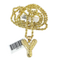 Real 10k Rope Chain Y Necklace Nugget Initial Charm 3mm 18"-28" Set Pendant Gold