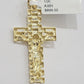 Real 10k Gold Cross pendant Franco chain SET 3mm Necklace & Jesus Charm Men's