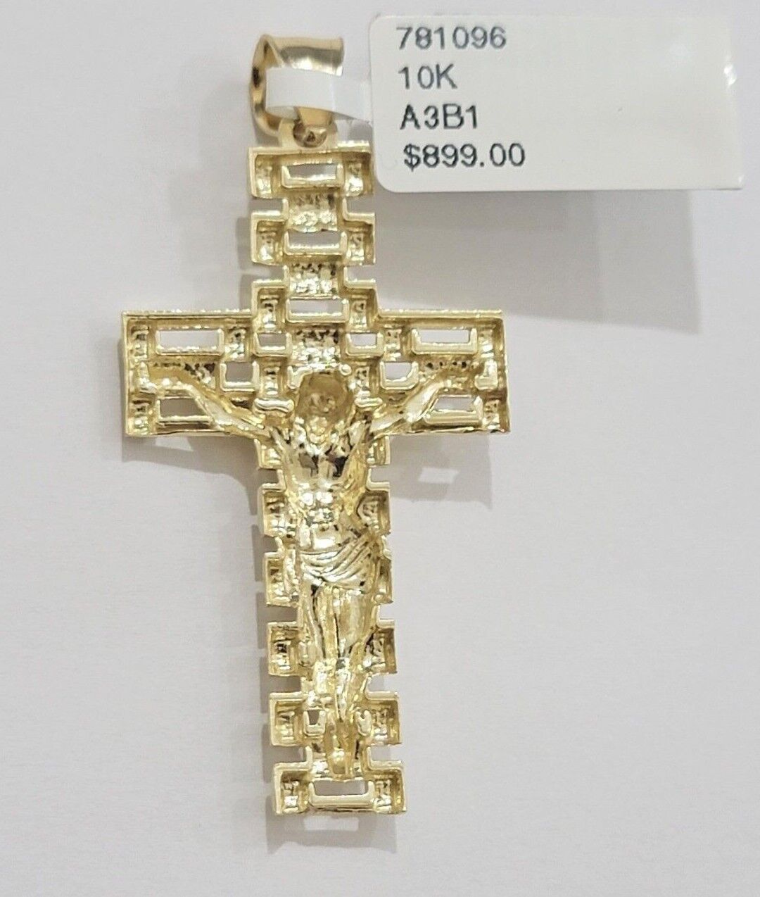 Real 10k Gold Cross pendant Franco chain SET 3mm Necklace & Jesus Charm Men's