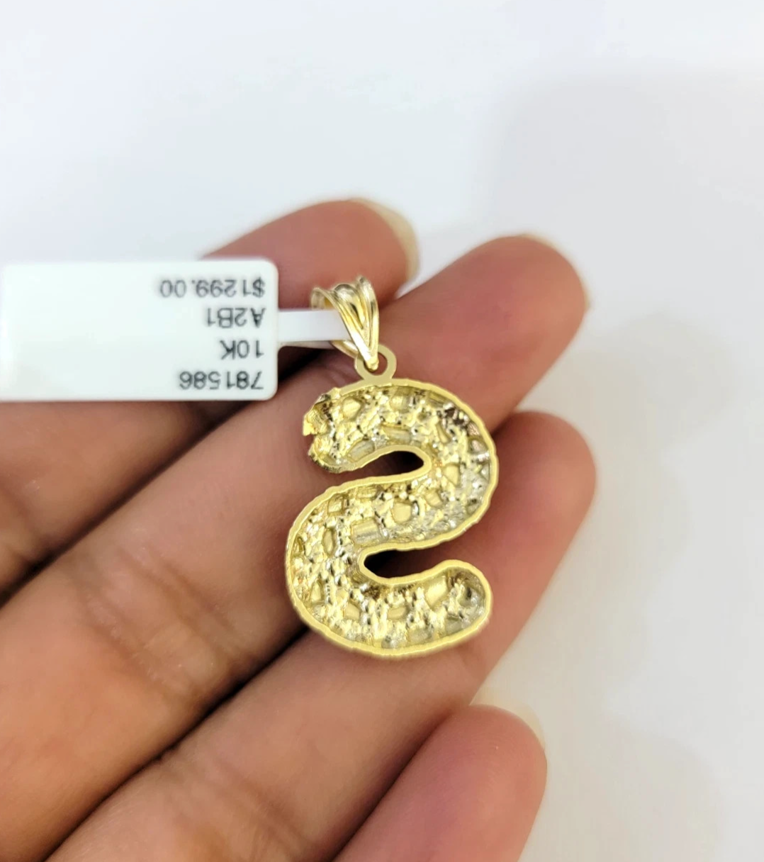 10k Gold Franco Chain 2.5mm 16"-26" S Nugget Initial Charm Pendant Necklace SET