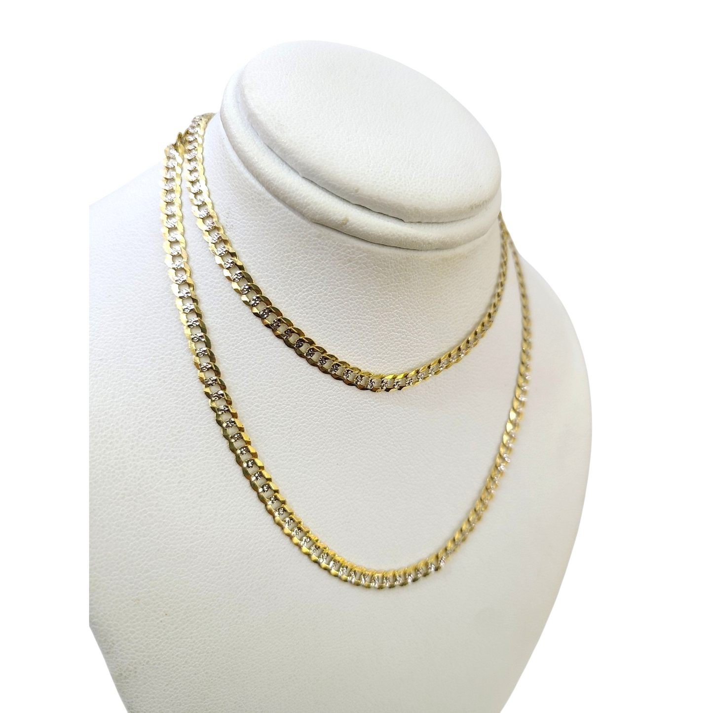 10K Yellow Gold Cuban Curb Chain Necklace 4mm 20 Inch REAL 10kt Diamond Cuts