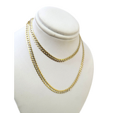 10K Yellow Gold Cuban Curb Chain Necklace 4mm 20 Inch REAL 10kt Diamond Cuts