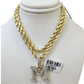 10k Rope Chain M Diamond Initial Charm Necklace Pendant Set 4mm 20"-30" Gold