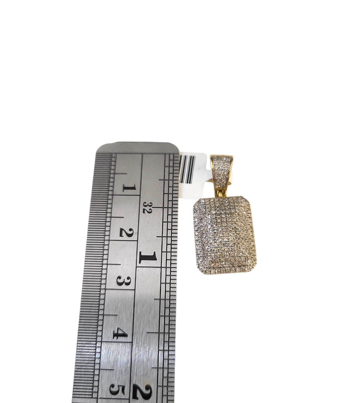 Real 10k Yellow Gold Pillow Diamond Charm Pendant 1'' inch Genuine 10kt