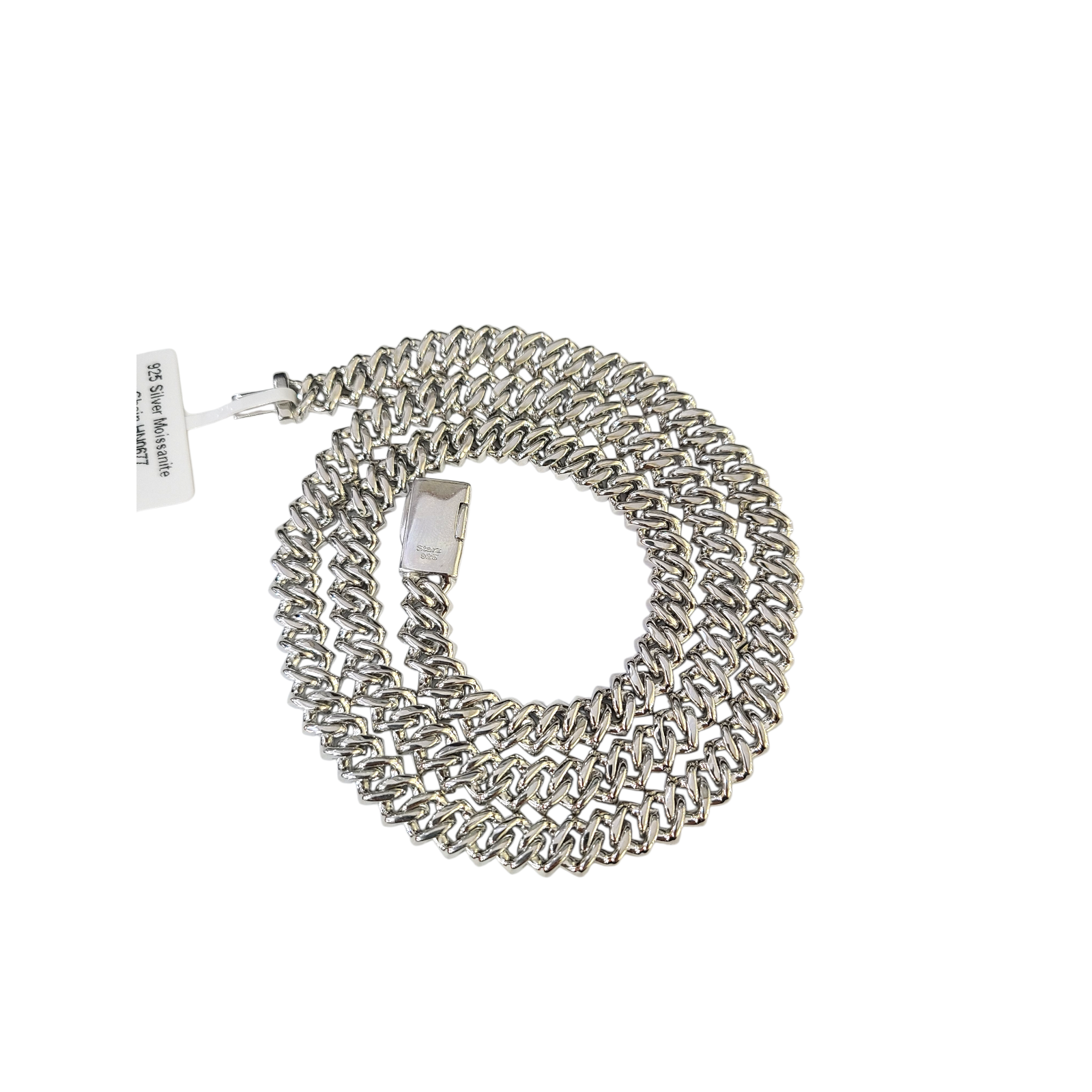 Real 925 Silver Moissanite Necklace Cuban Link Chain 22 Inch 8mm Women Men