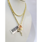 10k Rope Chain Rose Trio gold Charm Necklace Pendant Set 2mm 16"-26" Gold