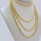 Real 18kt Yellow Gold Rope chain necklace 3mm 18-26 Inches Men women SOLID 18k