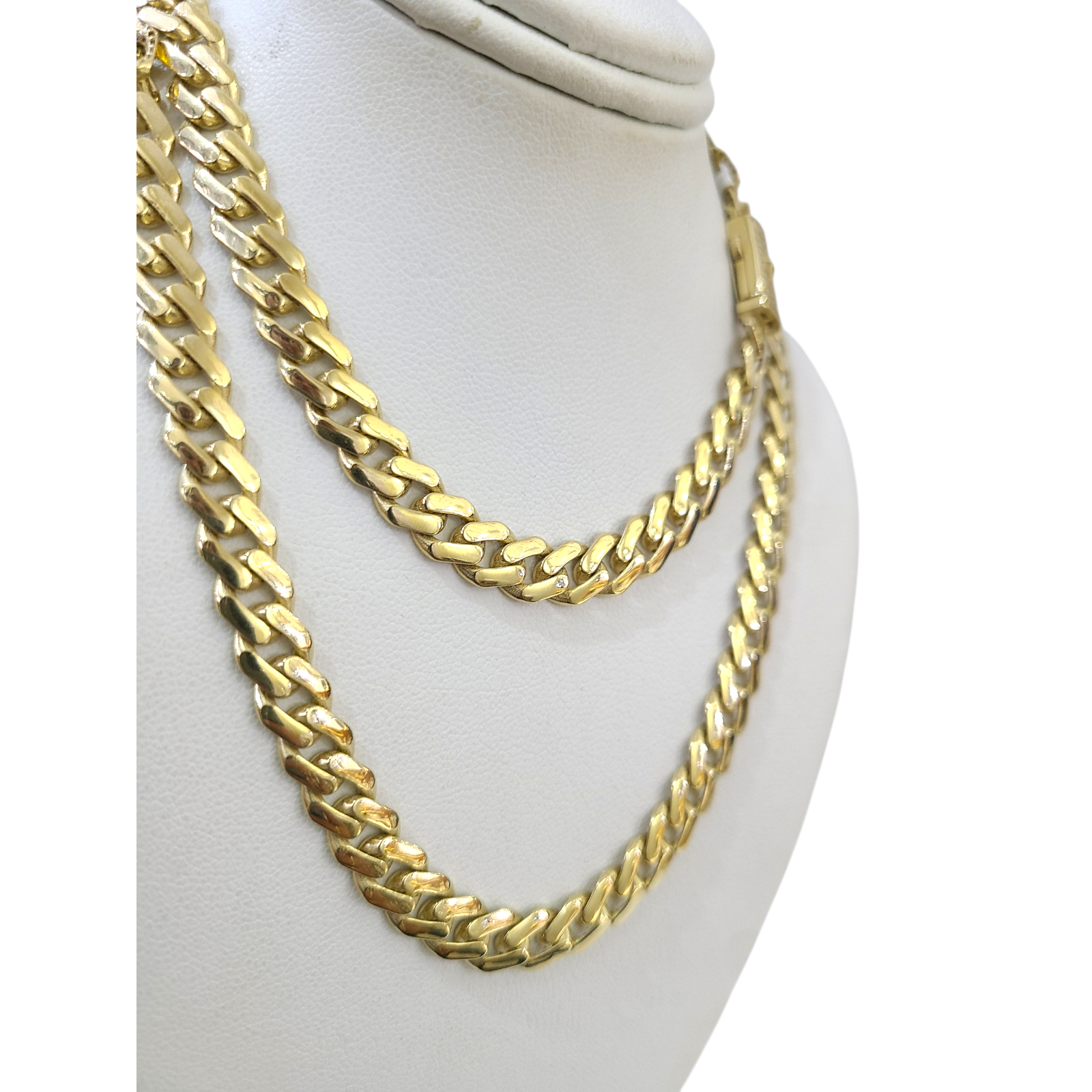 Real 10k Gold Chain 7mm Monaco Cuban Link Necklace 24'' Men's 10kt Yellow Gold